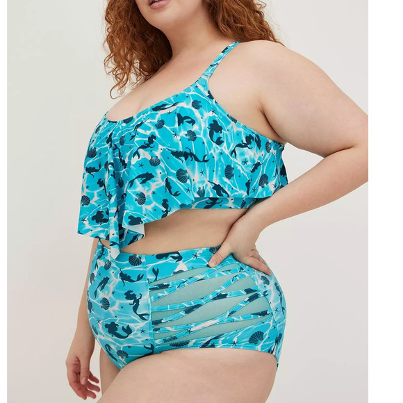 Torrid Top Size 2 Bottom 1‎ Disney Little Mermaid Two Piece Bikini Swimsuit - Picture 4 of 5